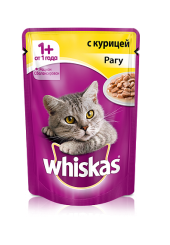 Whiskas для кошек рагу с курицей 85 гр.